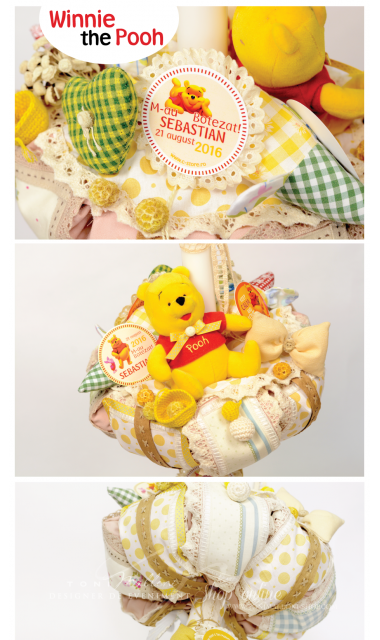 Lumanare de botez pentru baieti cu ursuleti, 65x4 cm, Happy Bear  3